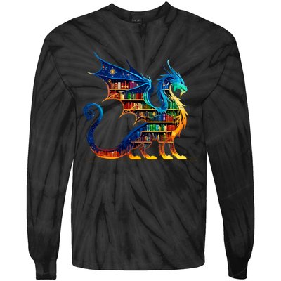 Book Dragon Reading Book Lover Tie-Dye Long Sleeve Shirt