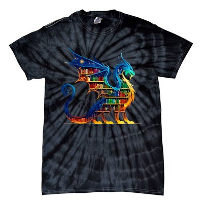 Book Dragon Reading Book Lover Tie-Dye T-Shirt