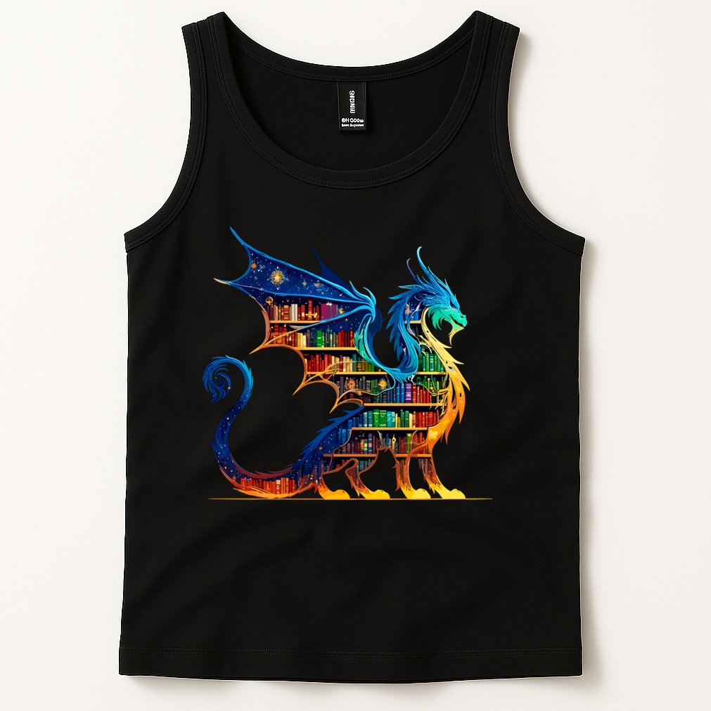 Book Dragon Reading Book Lover Tank Top