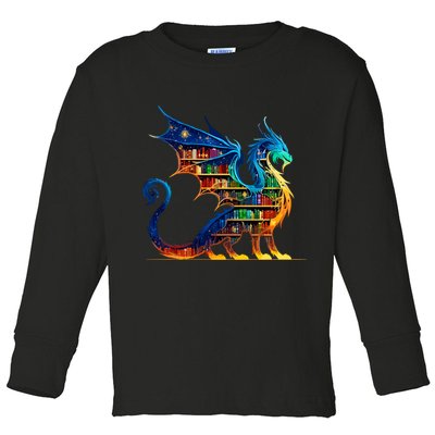 Book Dragon Reading Book Lover Toddler Long Sleeve Shirt
