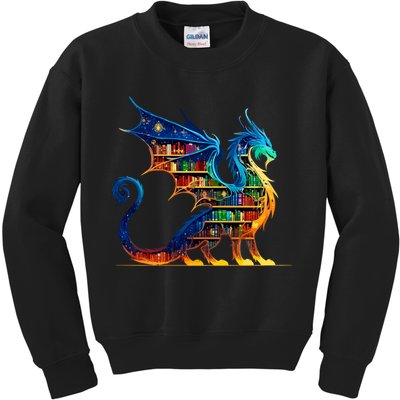 Book Dragon Reading Book Lover Kids Sweatshirt