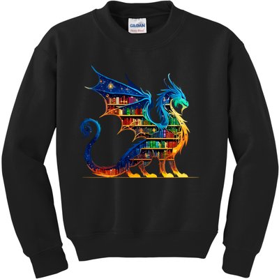 Book Dragon Reading Book Lover Kids Sweatshirt