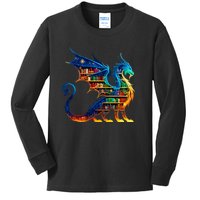 Book Dragon Reading Book Lover Kids Long Sleeve Shirt