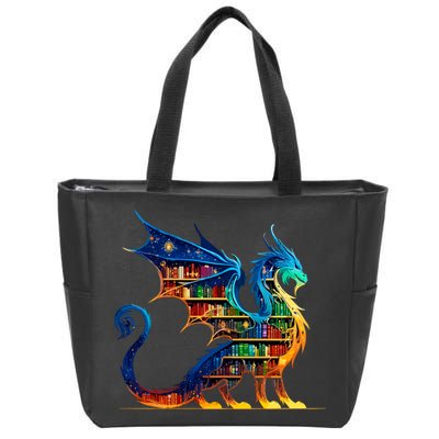 Book Dragon Reading Book Lover Zip Tote Bag