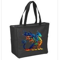 Book Dragon Reading Book Lover Zip Tote Bag