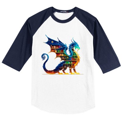 Book Dragon Reading Book Lover Baseball Sleeve Shirt