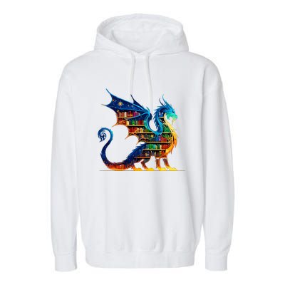 Book Dragon Reading Book Lover Garment-Dyed Fleece Hoodie