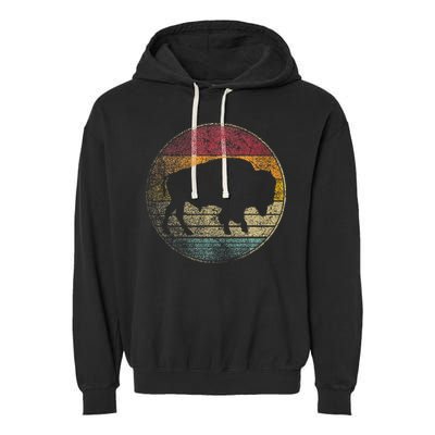 Buffalo Distressed Retro Bison Animal Lover Garment-Dyed Fleece Hoodie