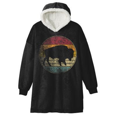 Buffalo Distressed Retro Bison Animal Lover Hooded Wearable Blanket