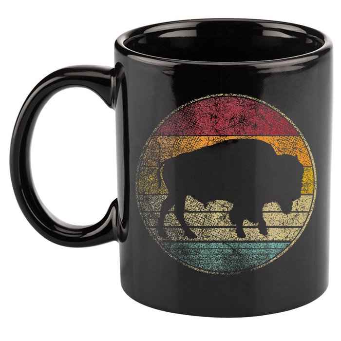 Buffalo Distressed Retro Bison Animal Lover 11oz C Handle Ceramic Mug