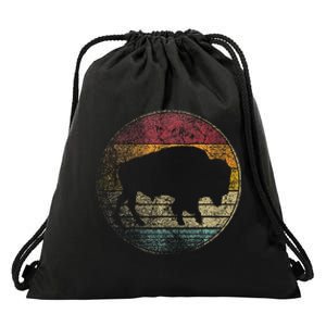 Buffalo Distressed Retro Bison Animal Lover Drawstring Bag