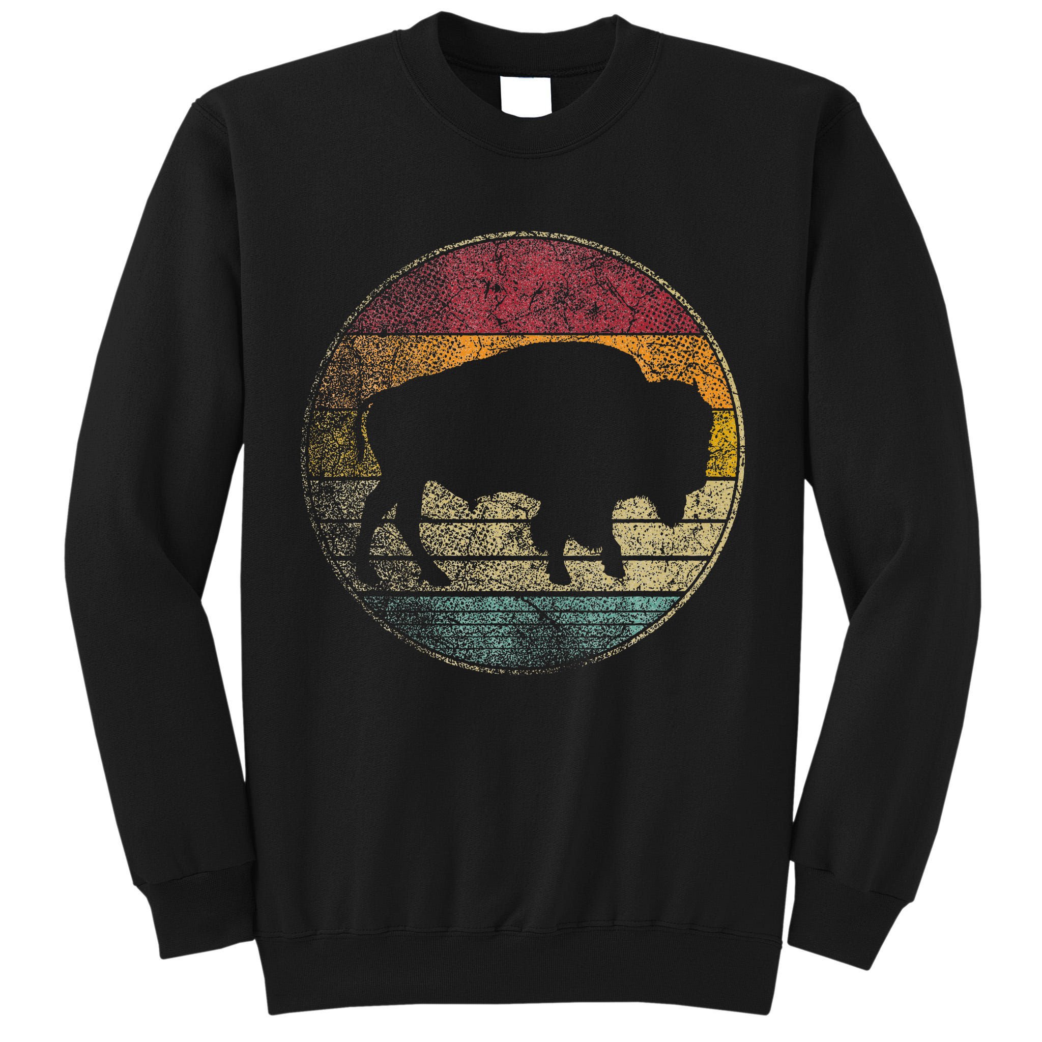 Buffalo Distressed Retro Bison Animal Lover Tall Sweatshirt