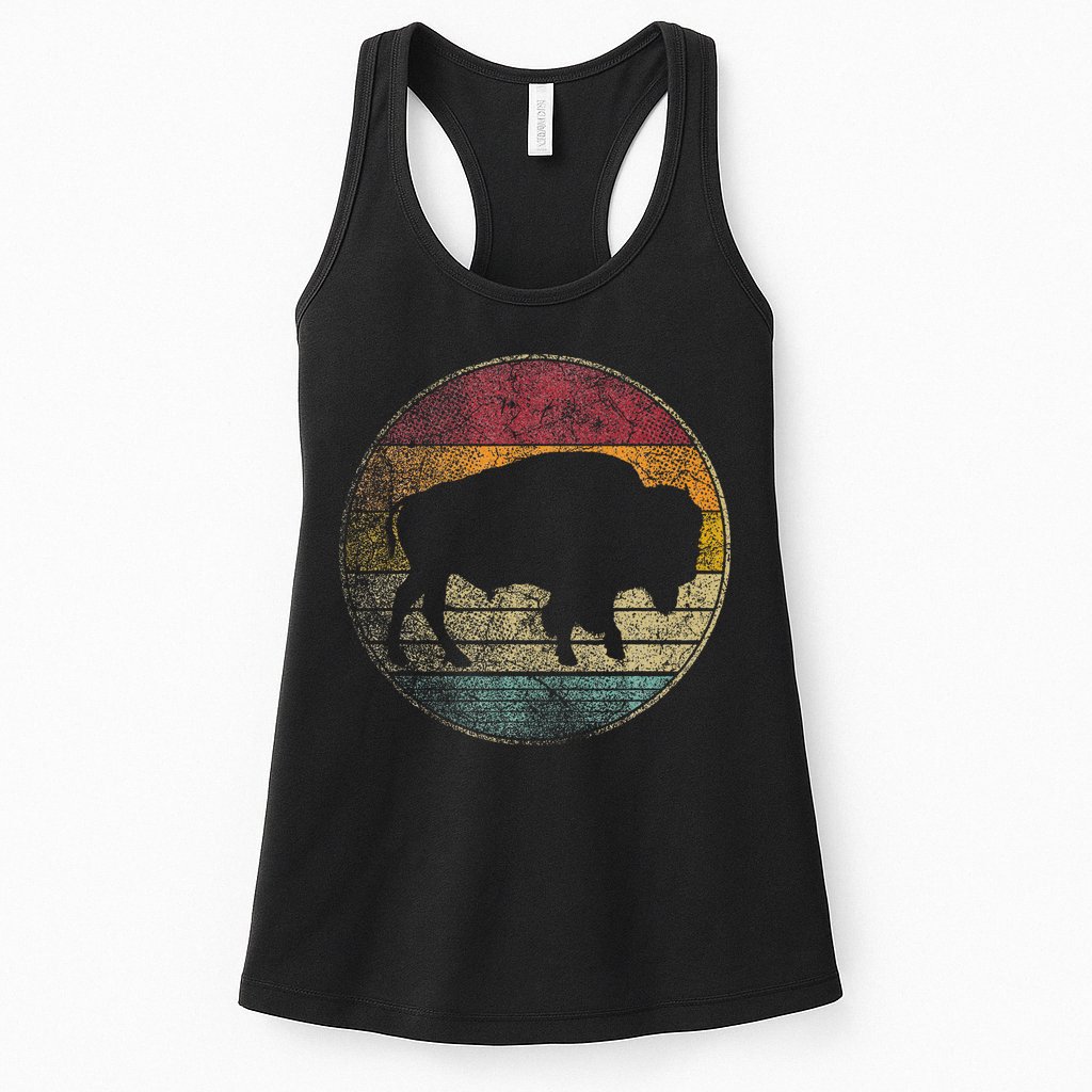 Buffalo Distressed Retro Bison Animal Lover Womens Tank Top