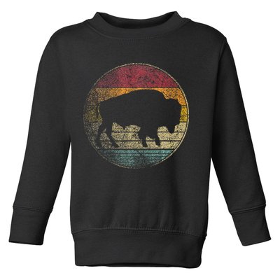 Buffalo Distressed Retro Bison Animal Lover Toddler Sweatshirt