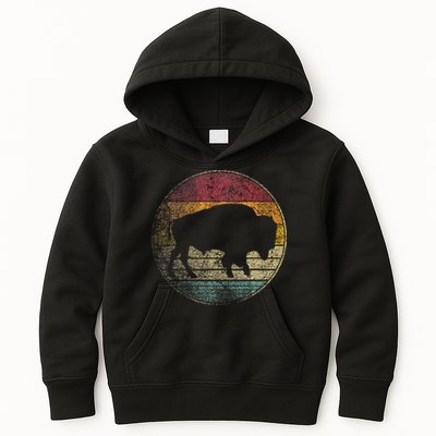 Buffalo Distressed Retro Bison Animal Lover Kids Hoodie