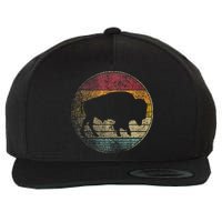 Buffalo Distressed Retro Bison Animal Lover Wool Snapback Cap