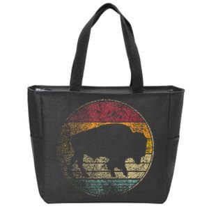 Buffalo Distressed Retro Bison Animal Lover Zip Tote Bag