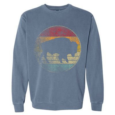 Buffalo Distressed Retro Bison Animal Lover Garment-Dyed Sweatshirt