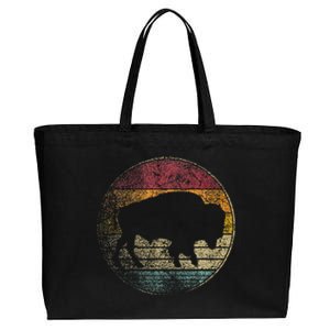 Buffalo Distressed Retro Bison Animal Lover Cotton Canvas Jumbo Tote