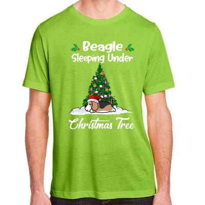 Beagle Dog Sleeping Under Christmas Tree Puppy Funny Xmas Gift Adult ChromaSoft Performance T-Shirt