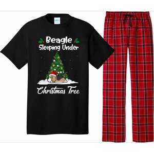 Beagle Dog Sleeping Under Christmas Tree Puppy Funny Xmas Gift Pajama Set