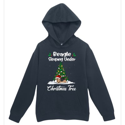 Beagle Dog Sleeping Under Christmas Tree Puppy Funny Xmas Gift Urban Pullover Hoodie