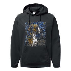 Boxer Dog Starry Night Dogs Lover Gifts Graphic Performance Fleece Hoodie