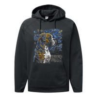 Boxer Dog Starry Night Dogs Lover Gifts Graphic Performance Fleece Hoodie