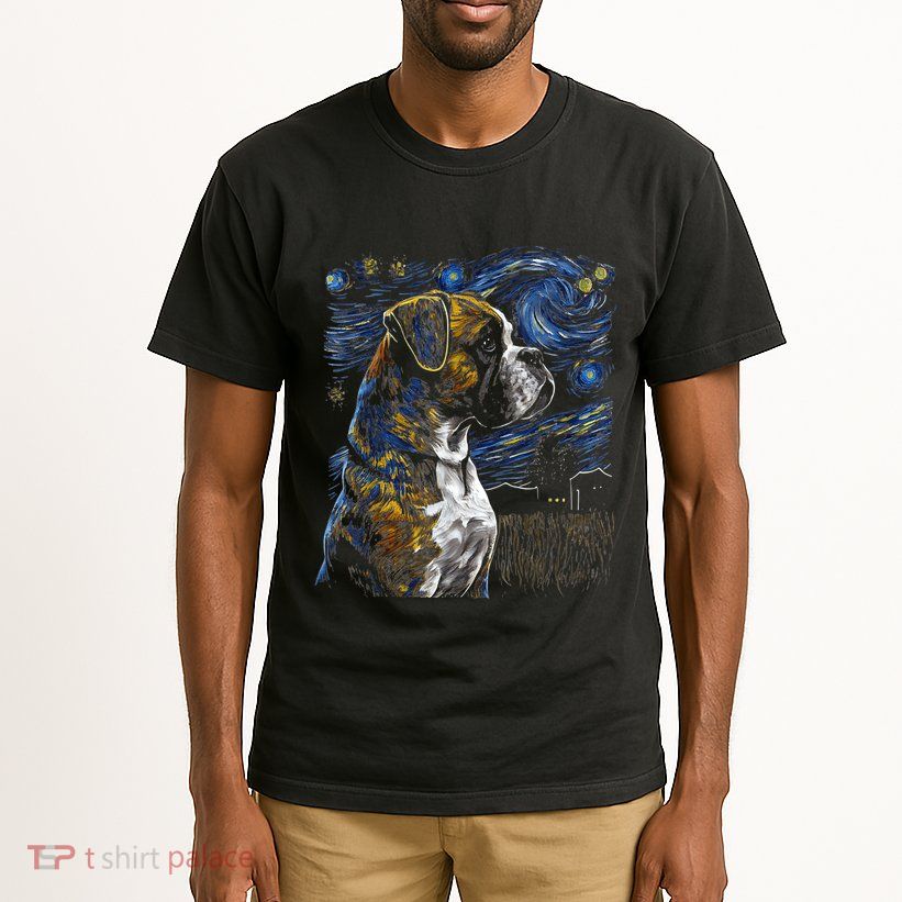 Boxer Dog Starry Night Dogs Lover Gifts Graphic Tall T-Shirt