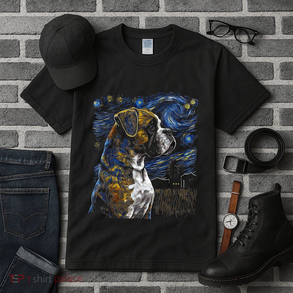 Boxer Dog Starry Night Dogs Lover Gifts Graphic Tall T-Shirt