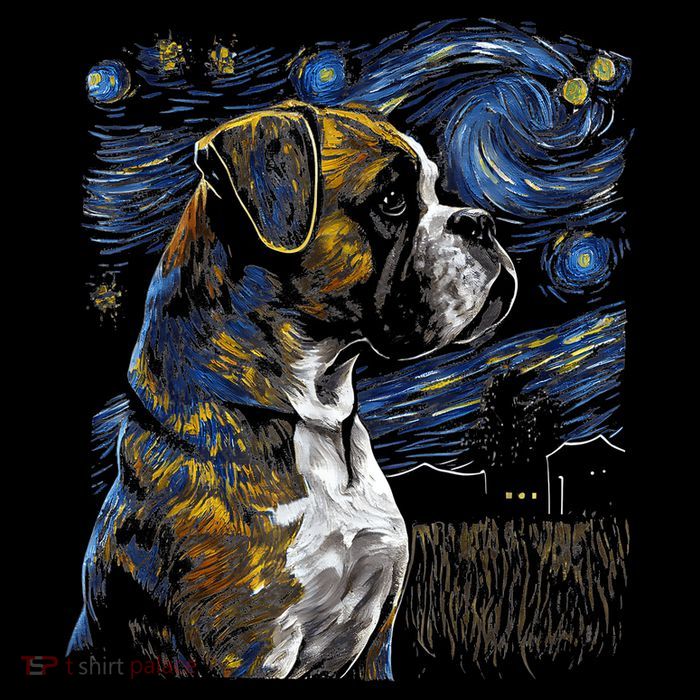 Boxer Dog Starry Night Dogs Lover Gifts Graphic Tall T-Shirt