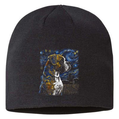 Boxer Dog Starry Night Dogs Lover Gifts Graphic Sustainable Beanie