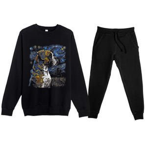 Boxer Dog Starry Night Dogs Lover Gifts Graphic Premium Crewneck Sweatsuit Set