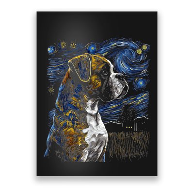 Boxer Dog Starry Night Dogs Lover Gifts Graphic Poster