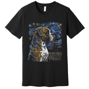 Boxer Dog Starry Night Dogs Lover Gifts Graphic Premium T-Shirt