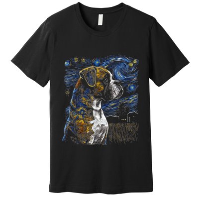 Boxer Dog Starry Night Dogs Lover Gifts Graphic Premium T-Shirt