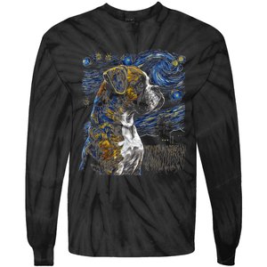 Boxer Dog Starry Night Dogs Lover Gifts Graphic Tie-Dye Long Sleeve Shirt