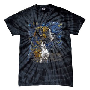 Boxer Dog Starry Night Dogs Lover Gifts Graphic Tie-Dye T-Shirt