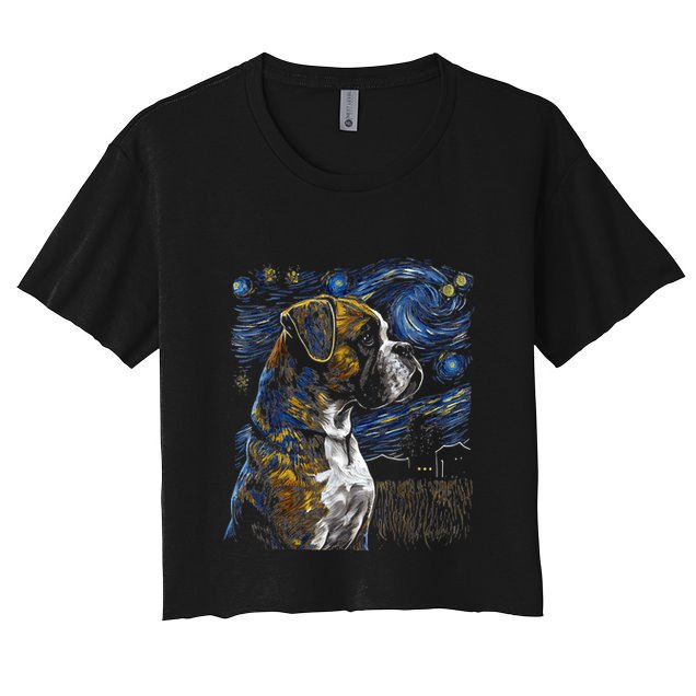 Boxer Dog Starry Night Dogs Lover Gifts Graphic Crop Top