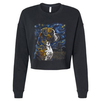 Boxer Dog Starry Night Dogs Lover Gifts Graphic Cropped Pullover Crew