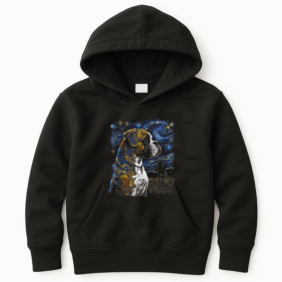Boxer Dog Starry Night Dogs Lover Gifts Graphic Kids Hoodie