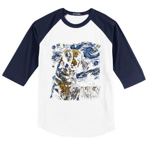 Boxer Dog Starry Night Dogs Lover Gifts Graphic Baseball Sleeve Shirt