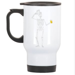 Beer Drunk Skeleton Party Gift Idea Halloween Stainless Steel Travel Mug