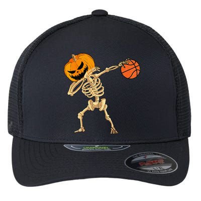 Basketball Dabbing Skeleton Halloween Basketball Flexfit Unipanel Trucker Cap