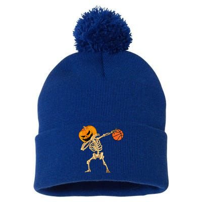 Basketball Dabbing Skeleton Halloween Basketball Pom Pom 12in Knit Beanie