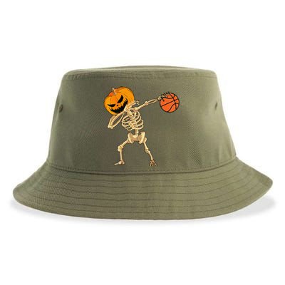 Basketball Dabbing Skeleton Halloween Basketball Sustainable Bucket Hat