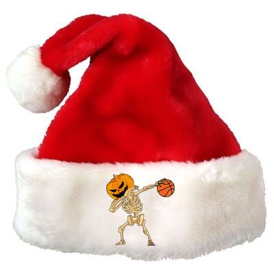 Basketball Dabbing Skeleton Halloween Basketball Premium Christmas Santa Hat