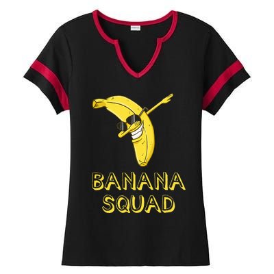 Banana Dabbing Sunglasses Smiling Face Fruit Lover Ladies Halftime Notch Neck Tee