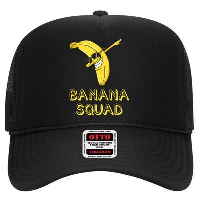 Banana Dabbing Sunglasses Smiling Face Fruit Lover High Crown Mesh Back Trucker Hat