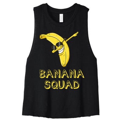 Banana Dabbing Sunglasses Smiling Face Fruit Lover Women's Racerback Cropped Tank